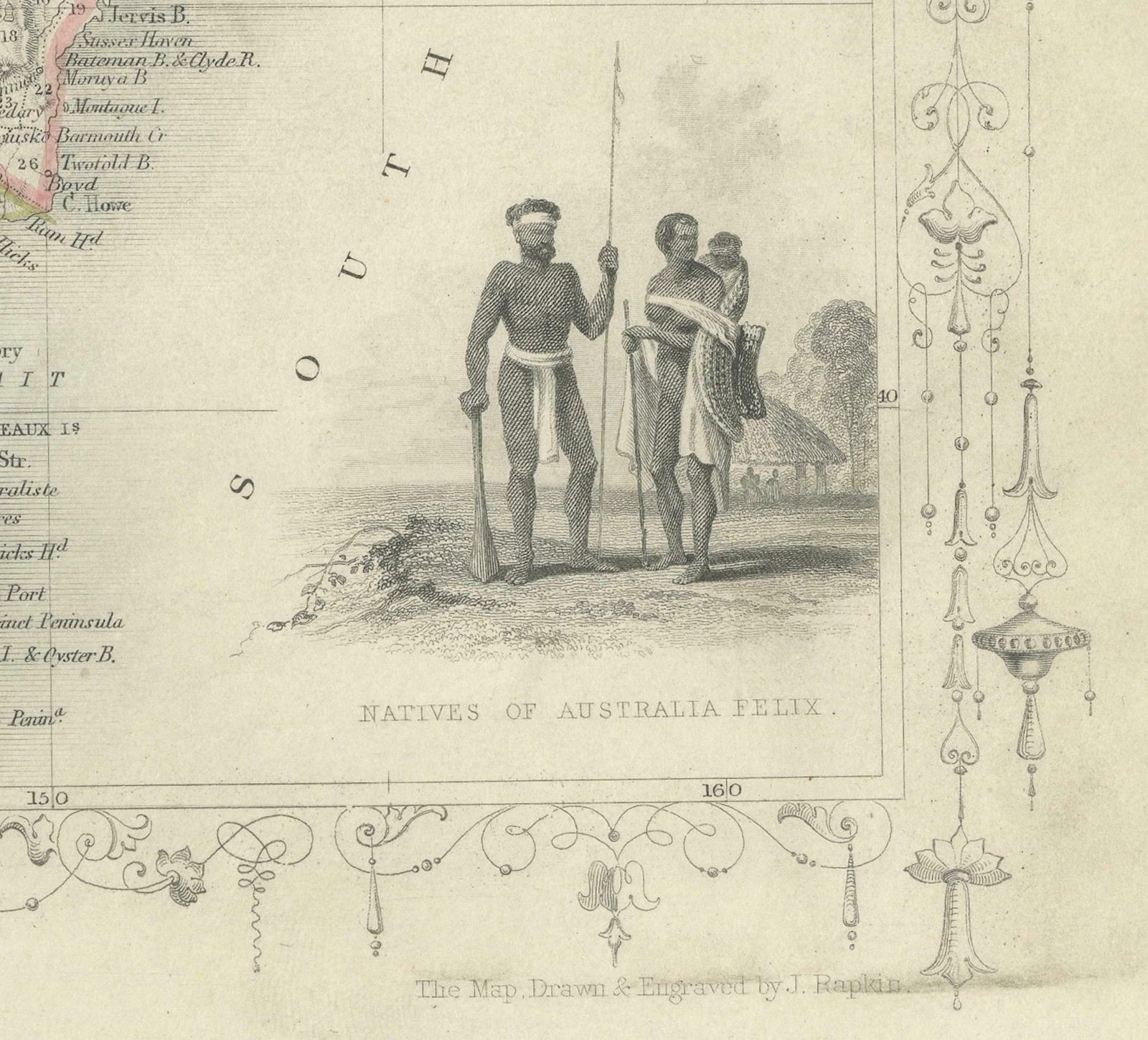 Gold Rush Era Masterpiece: The Tallis & Rapkin Rare Map Of Pre Queensland, 1851 photo vinterior