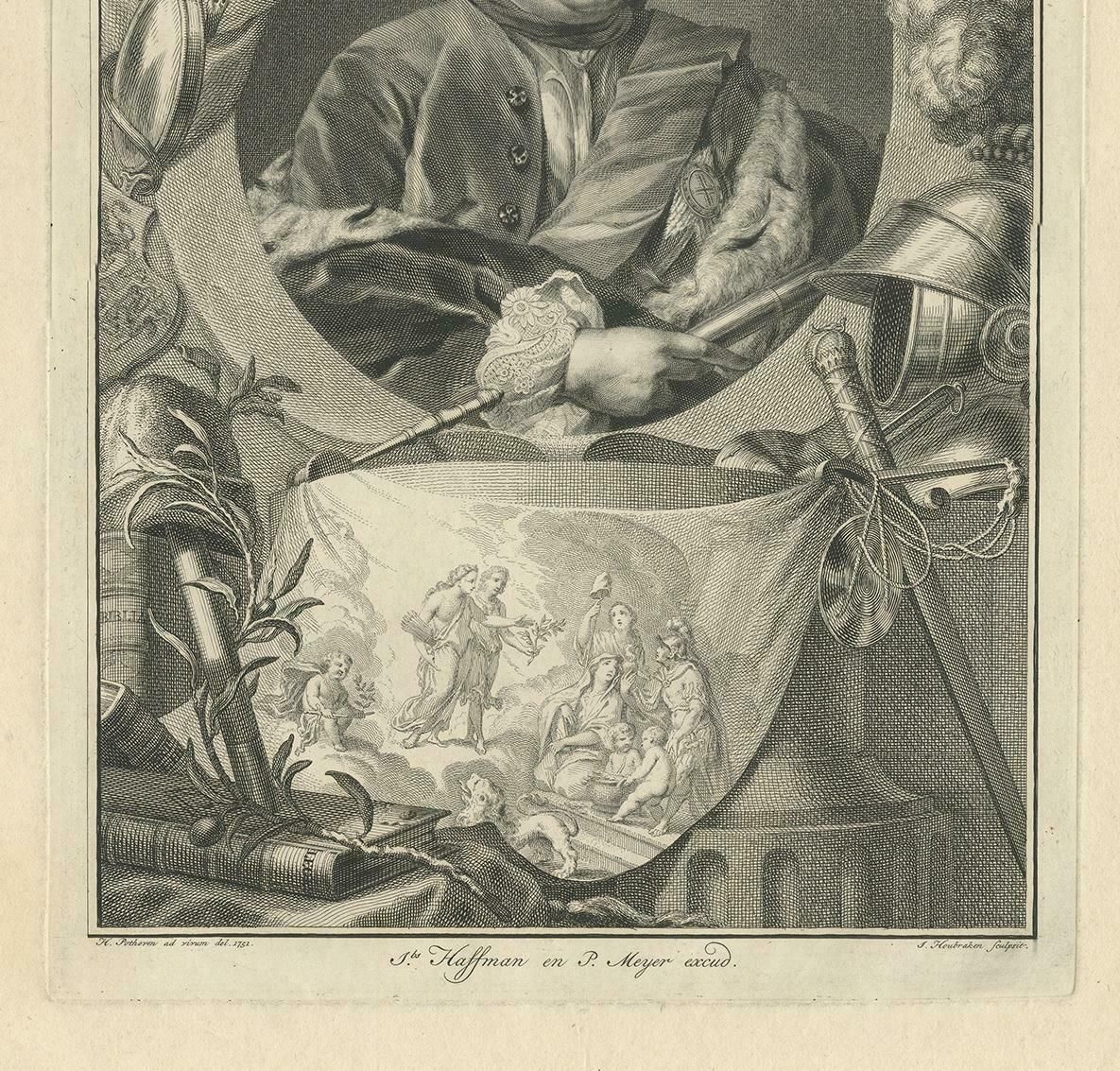 Antique Portrait Of William Charles Henry Friso Of Orange By Houbraken '1751' photo Art