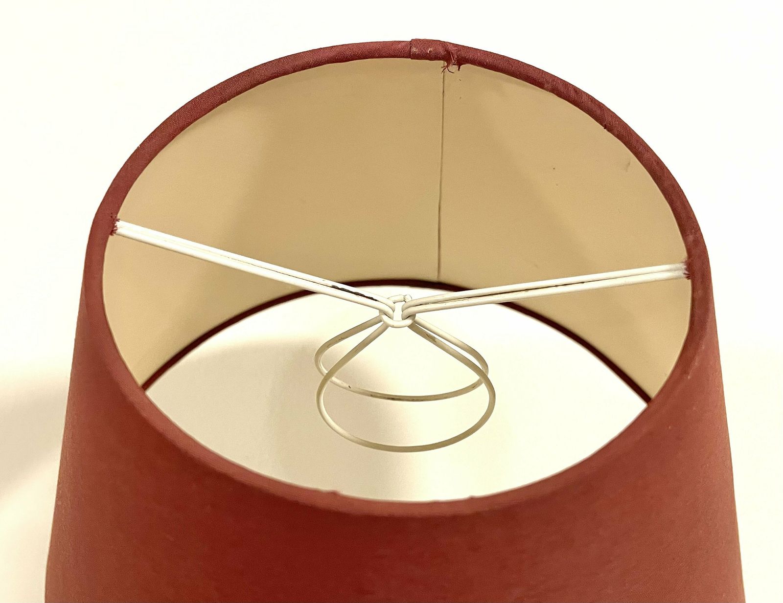 Danish Vintage Mid Century Modern Beautiful White Glass Table Lamp With Bordeaux Fabric Shade photo vintage