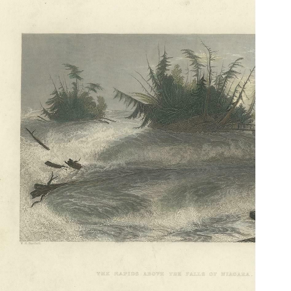 Antique Print Of The Rapids Of The Niagara Falls By Brandard, 1837 photo for sale