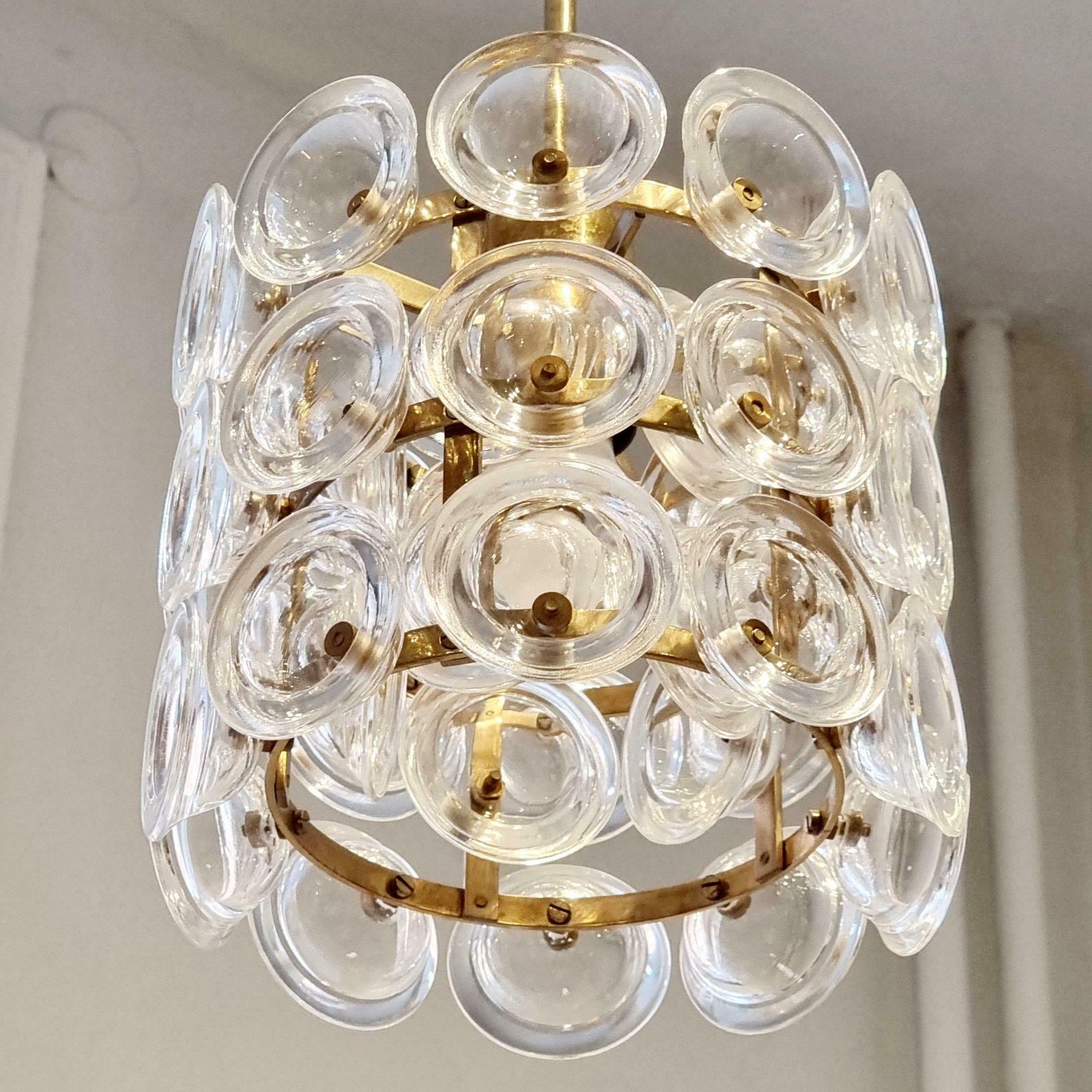 Carl Fagerlund, Glass & Brass Pendant, Fagerhult/Orrefors, Scandinavian Modern photo 3617.0