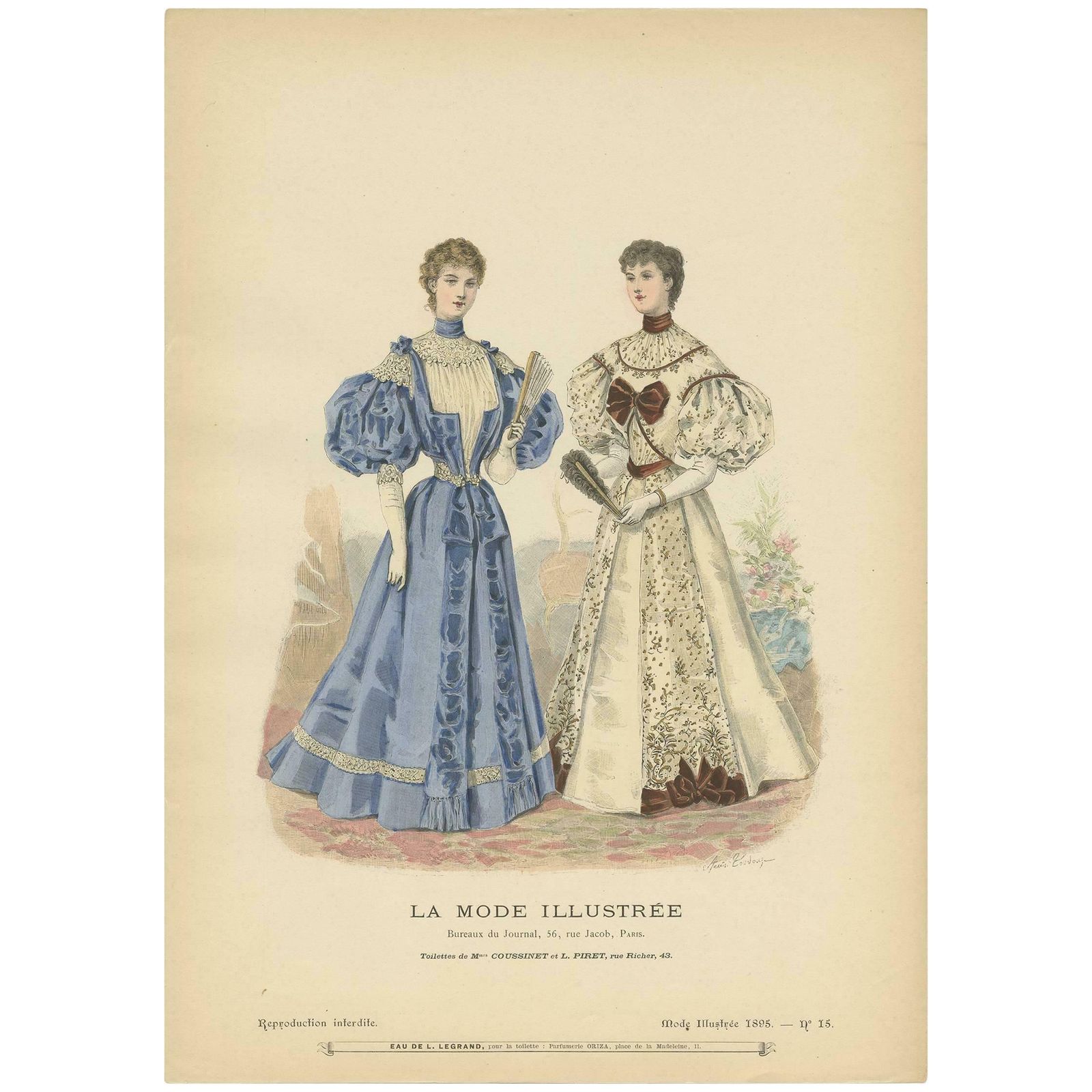 Antique Fashion Print Published By La Mode Illustrée 'No. 15   1895'