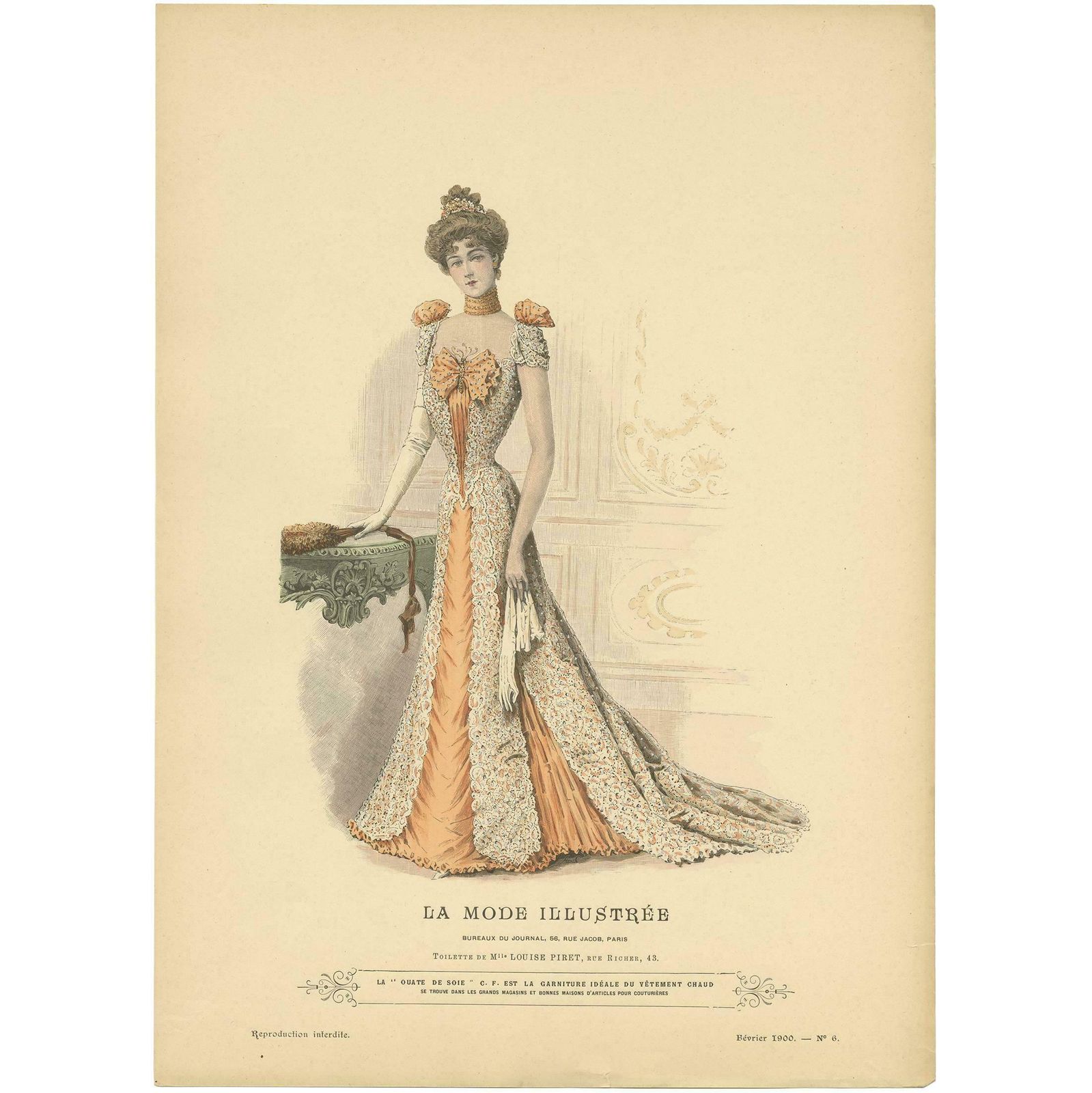 Antique Fashion Print Published By La Mode Illustrée 'No. 6   1900'