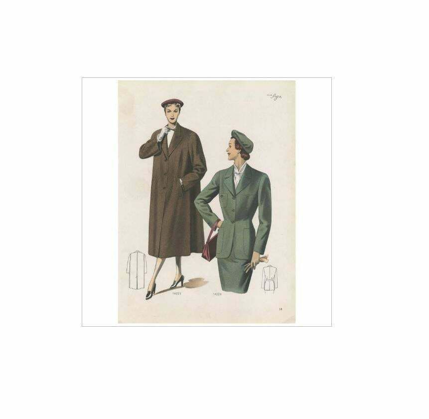 Antique Fashion Print , Published In Ladies Styles, 1951 photo for sale