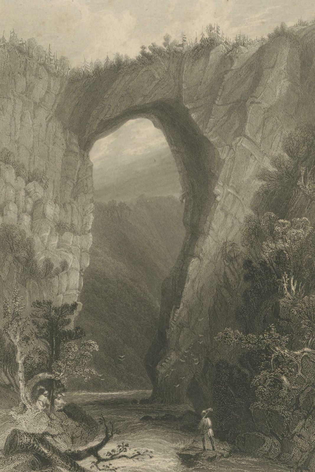 Antique Print Of The Natural Bridge Of Viriginia, Circa 1860 photo for sale