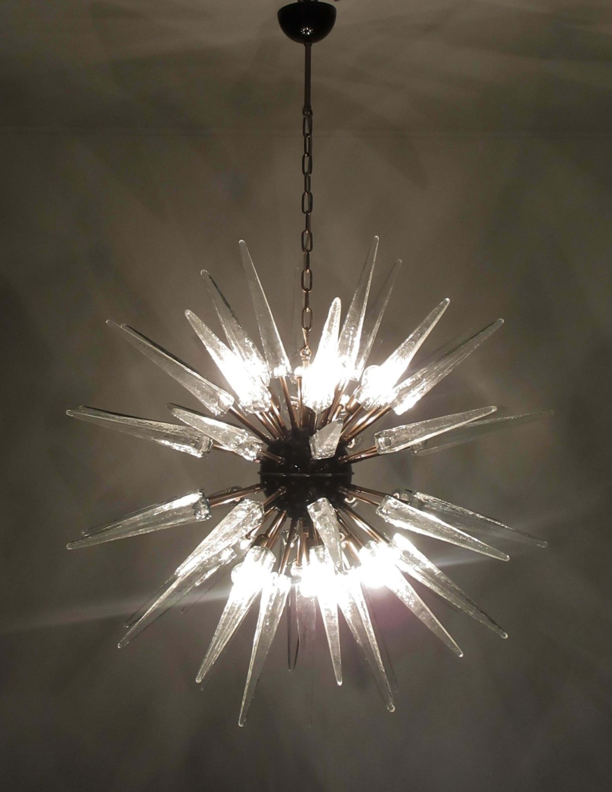 Exceptional Pair Of Glass Sputnik Chandeliers, Murano photo furniture