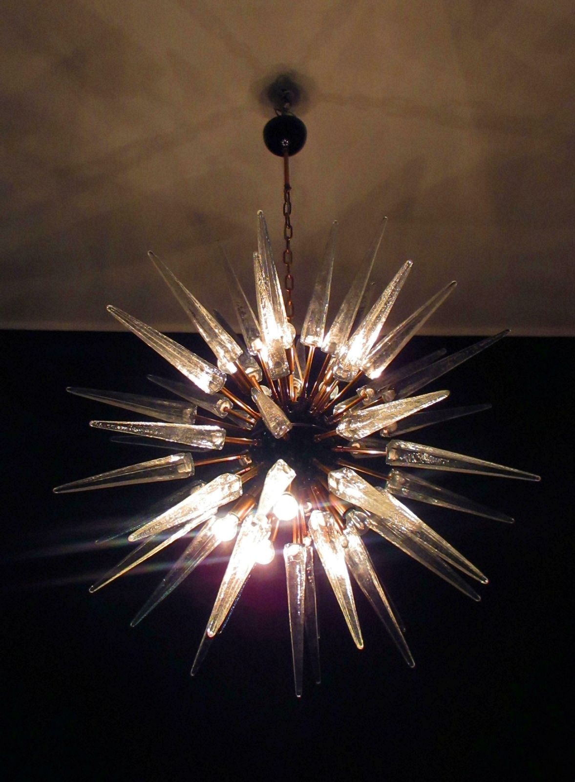 Lighting Exceptional Pair Of Glass Sputnik Chandeliers, Murano photo