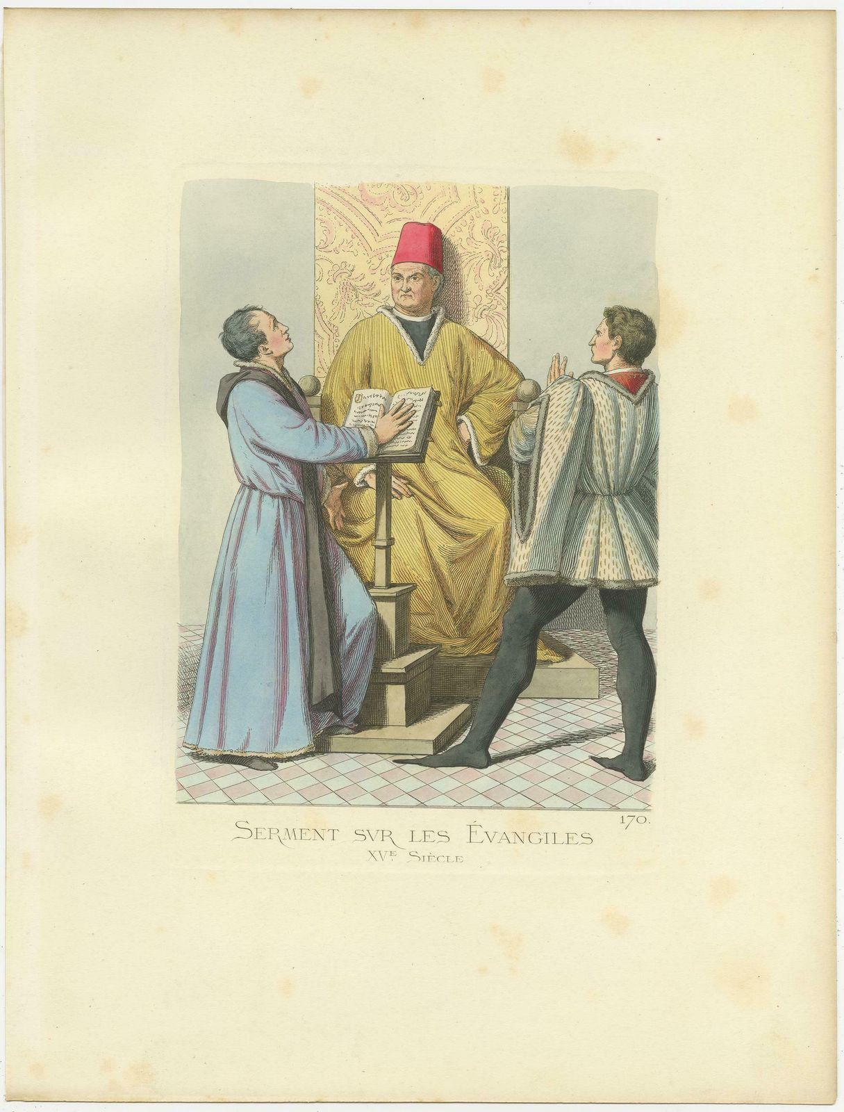 Antique Print Of An Oath On The Bible By Bonnard, 1860 photo furniture