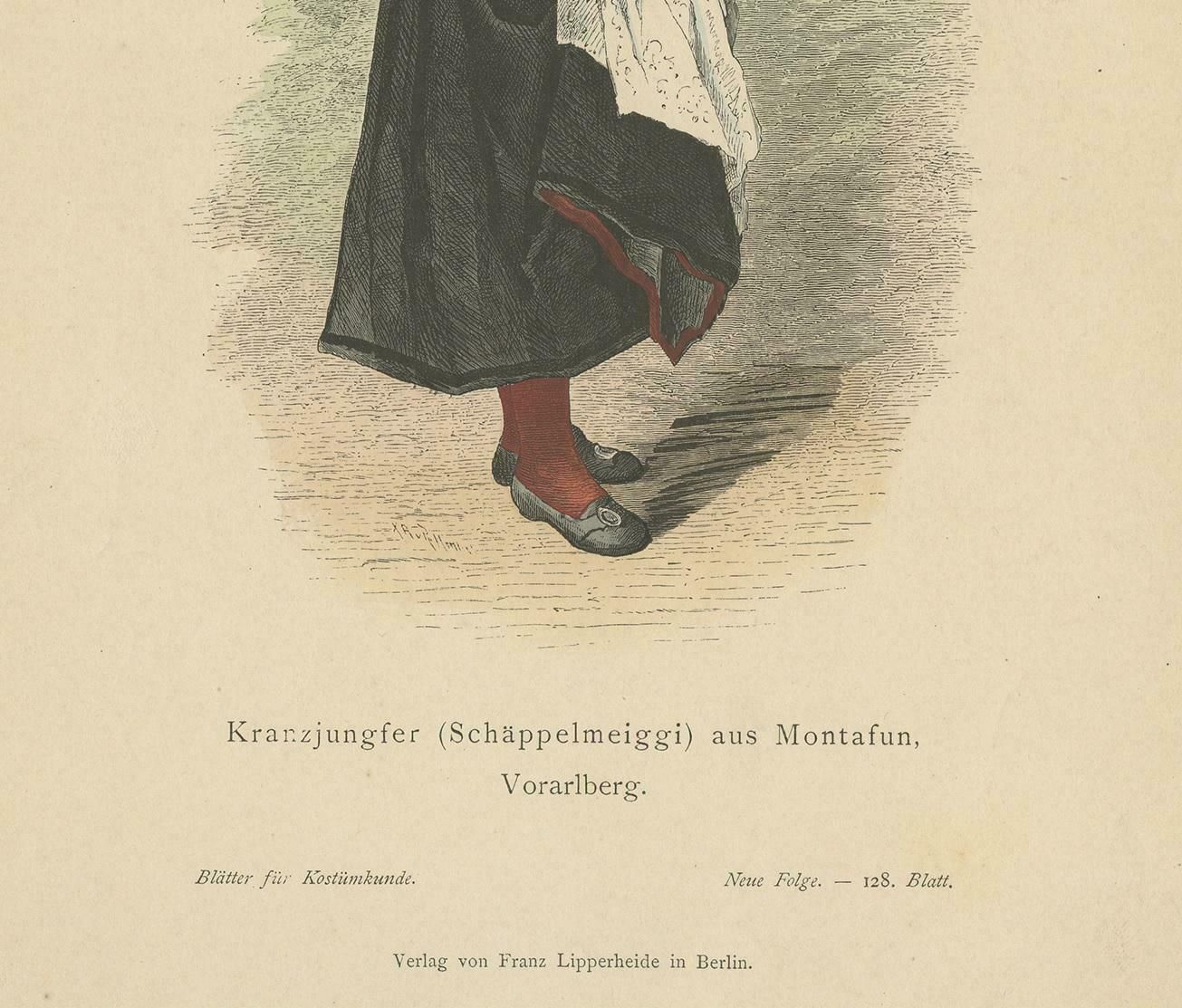 Antique Print Of A Woman From Montafon In Winter Costume, Circa 1880 photo Art