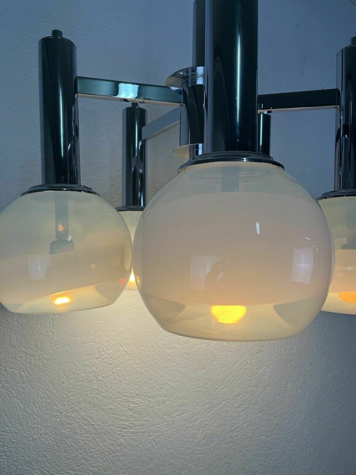 Murano Glass Steel Chandelier 5 Lights Poli Sotis 1960s Vintage Design photo 995.0