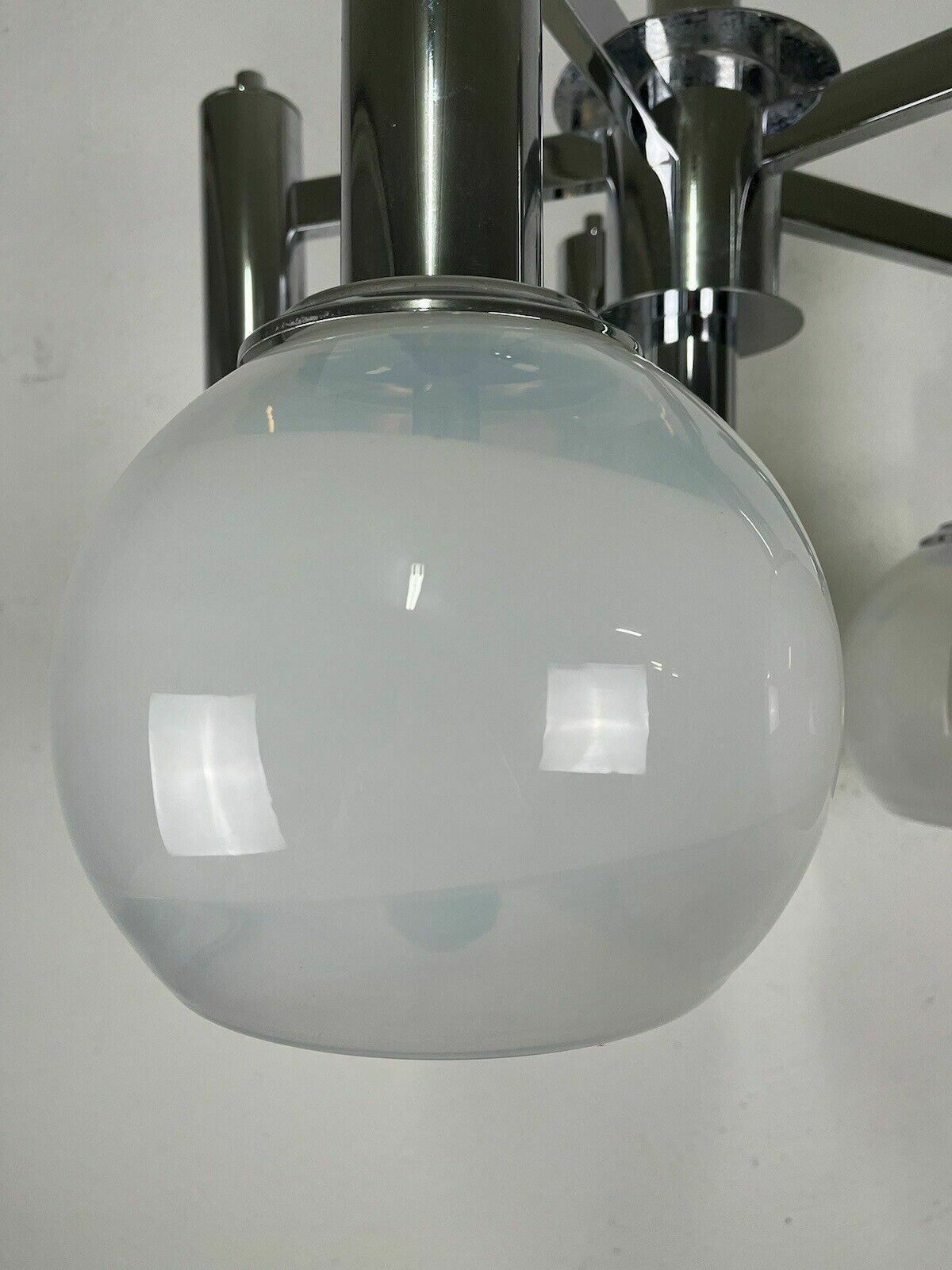 photo for sale Murano Glass Steel Chandelier 5 Lights Poli Sotis 1960s Vintage Design