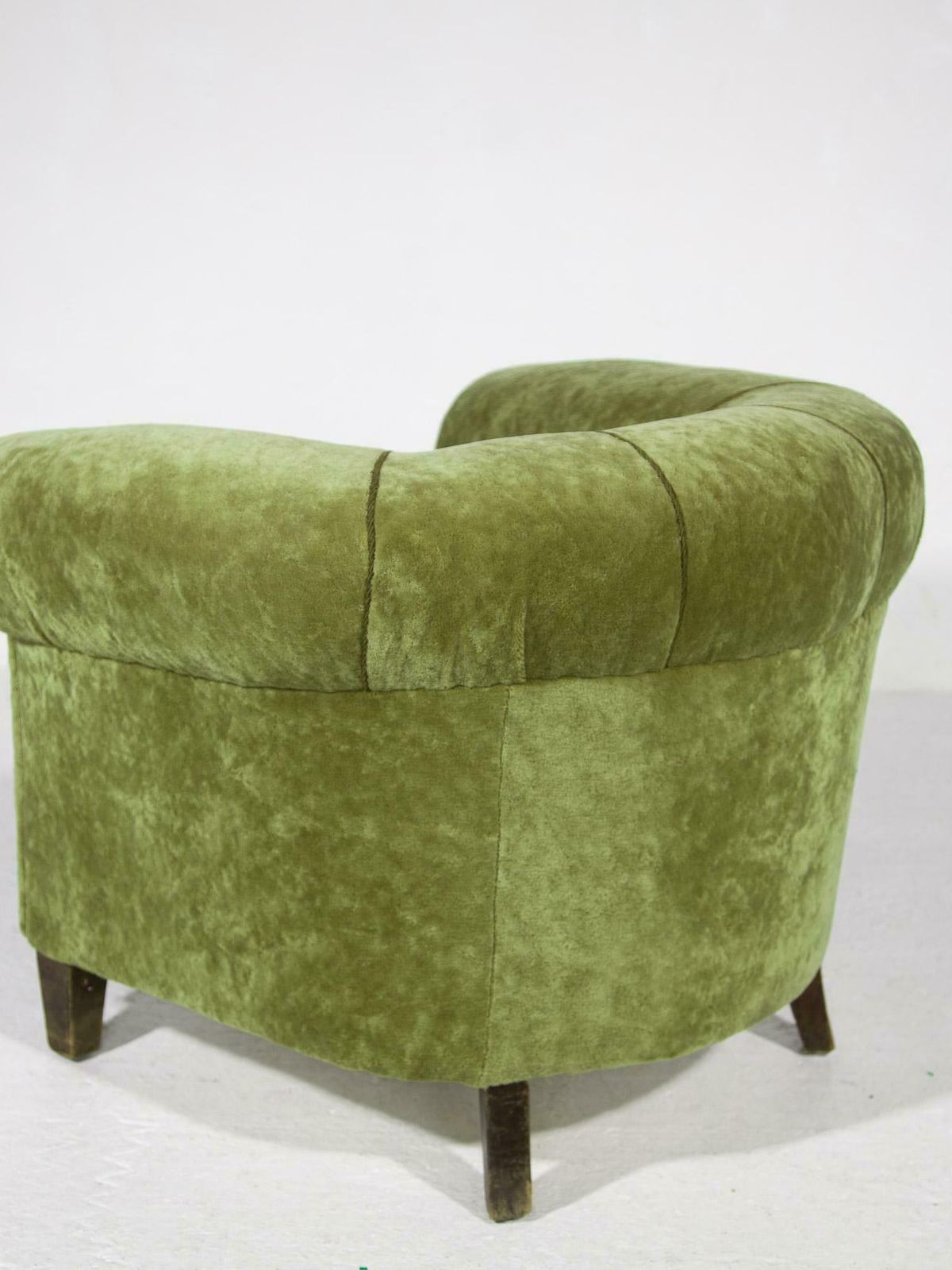 Art Deco Lounge Chairs In Green Olive Velvet Upholstery photo buy