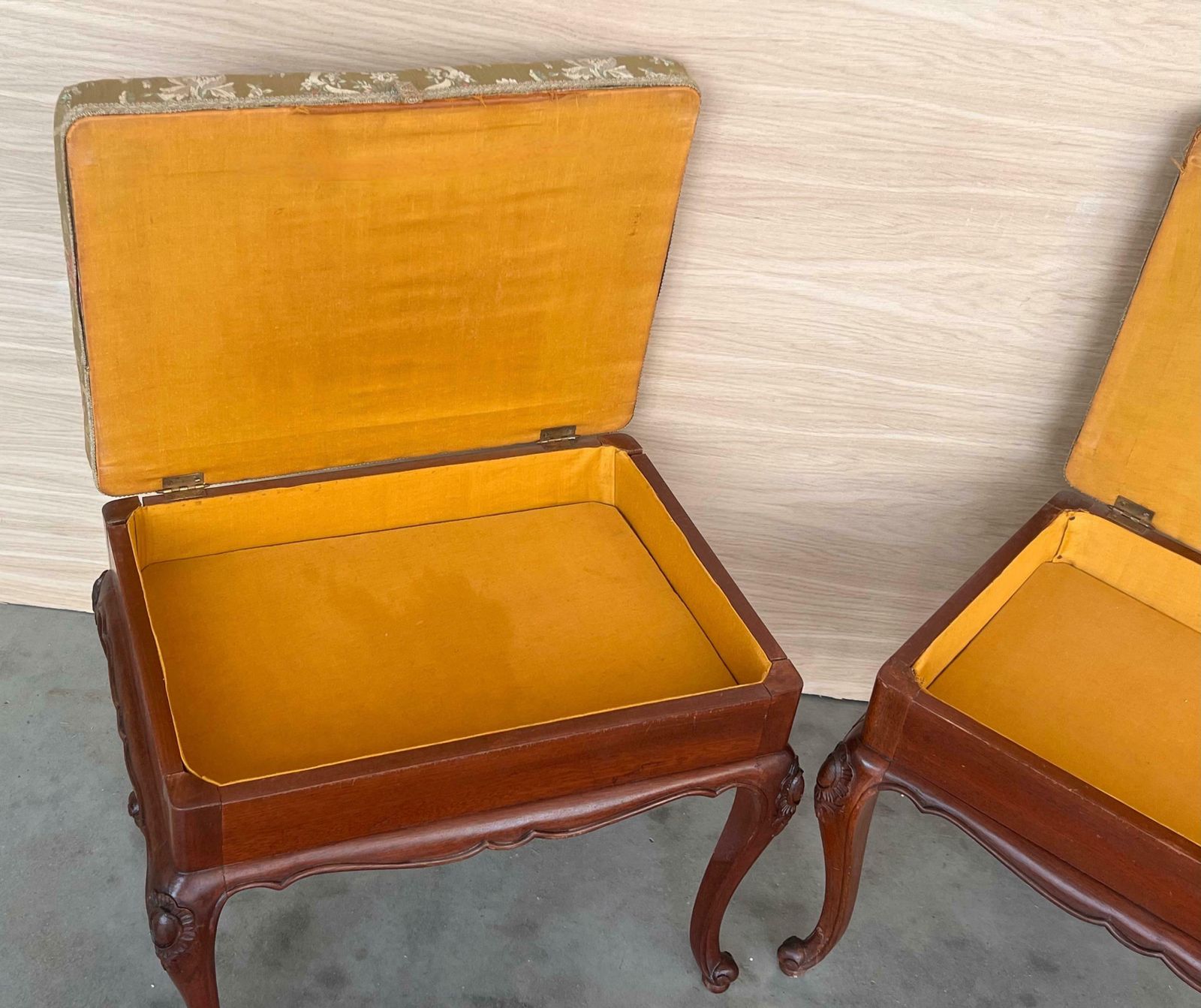 Furniture Pair Of 20th Century Spanish Folding Up Footstools photo
