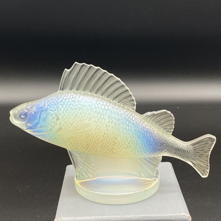 A R.Lalique Perch Mascot In Opalescent Glass. photo for sale