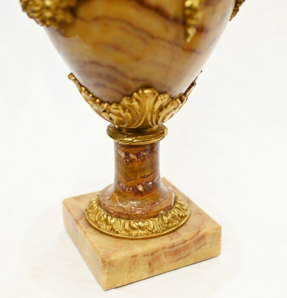 Home Decor Pair French Marble Urns Cassolettes Decorative Empire Amphora Vase photo