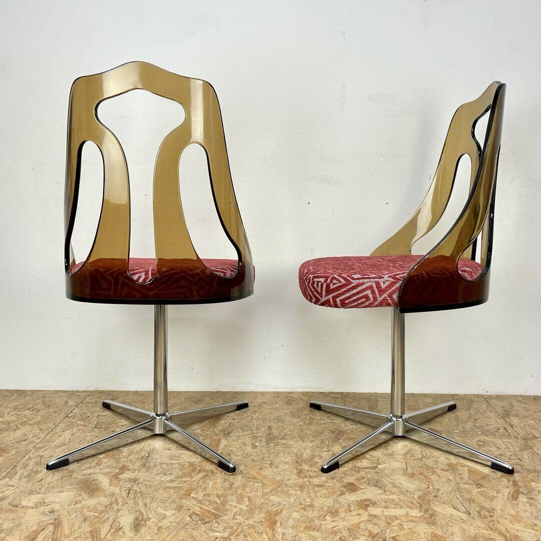 Mid Century 1960s Smoked Perspex Chairs And Glass Table photo vintage
