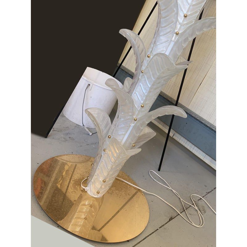 Vintage Opalino Palm Tree Murano Glass Floor Lamp In The Style Of Napoleon Martinuzzi photo for sale