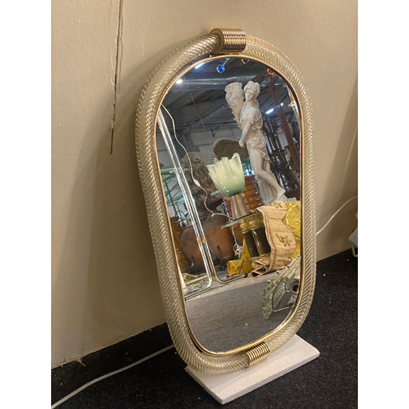 "Torciglione" Murano Glass Wall Mirror In Barovier Style photo furniture