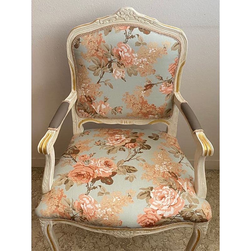 Contemporary Ivory And Pink Floral Chair photo 3800.0