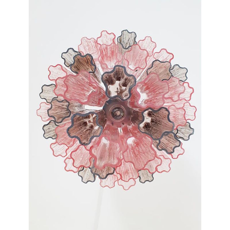 Contemporary Fume’ And Pink “Tronchi” Murano Glass Chandelier photo buy