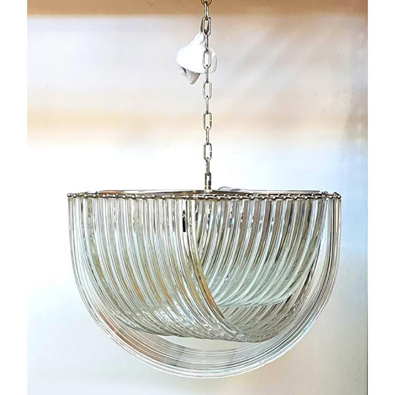 Contemporary Hexagonal Bundled Triedro Murano Glass Chandelier photo furniture