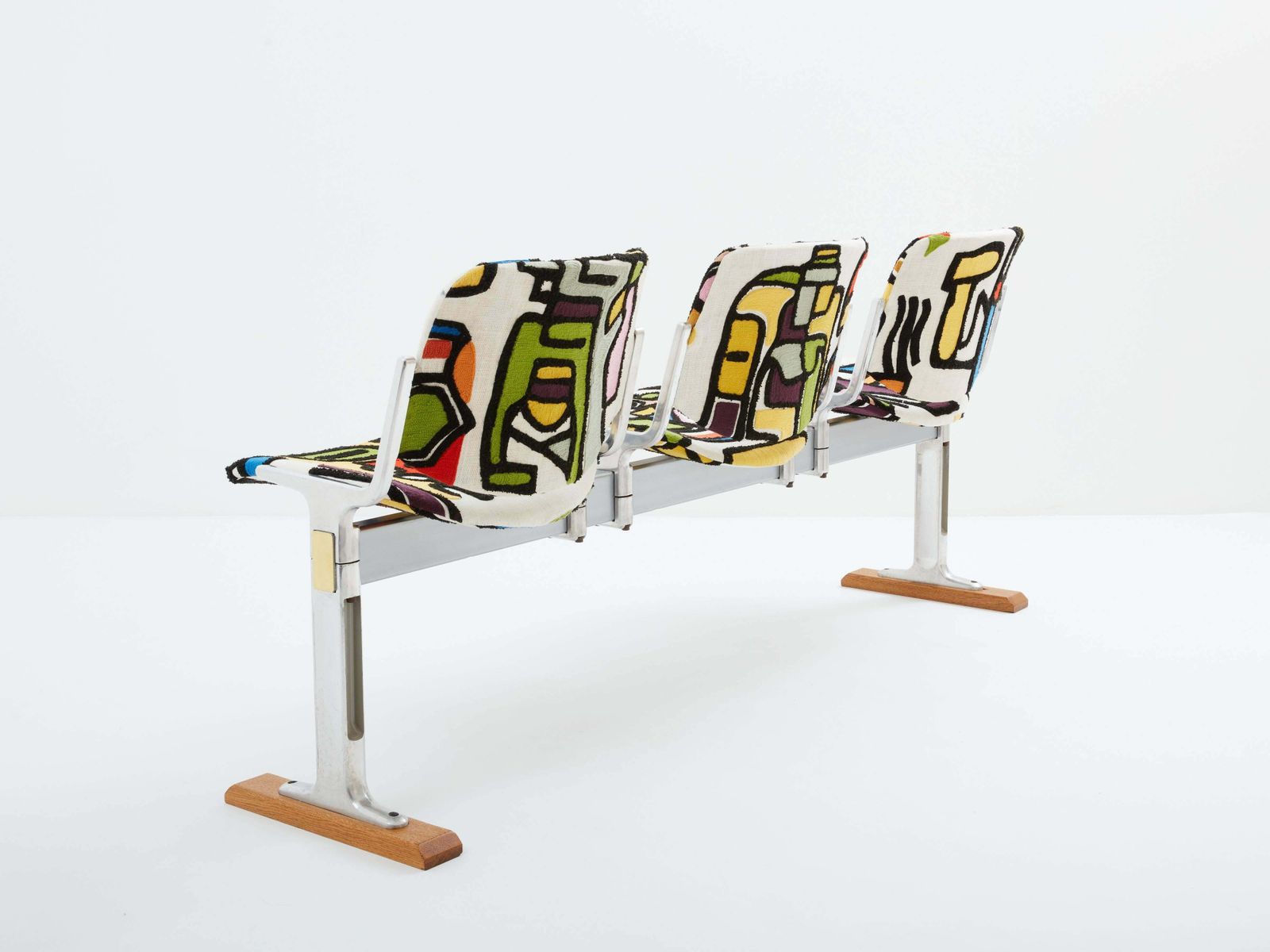 Giancarlo Piretti For Castelli Bench Pierre Frey Fabric 1970 photo for sale