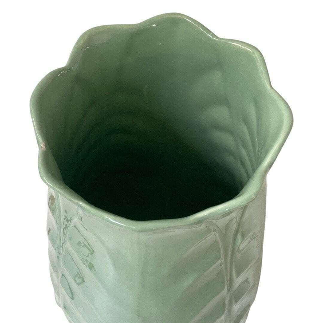 Mid Century Modern   Large   Ceramic Vase   Leaf Pattern And Glazed On Both The In  And Outside   Made In Italy photo 123.0