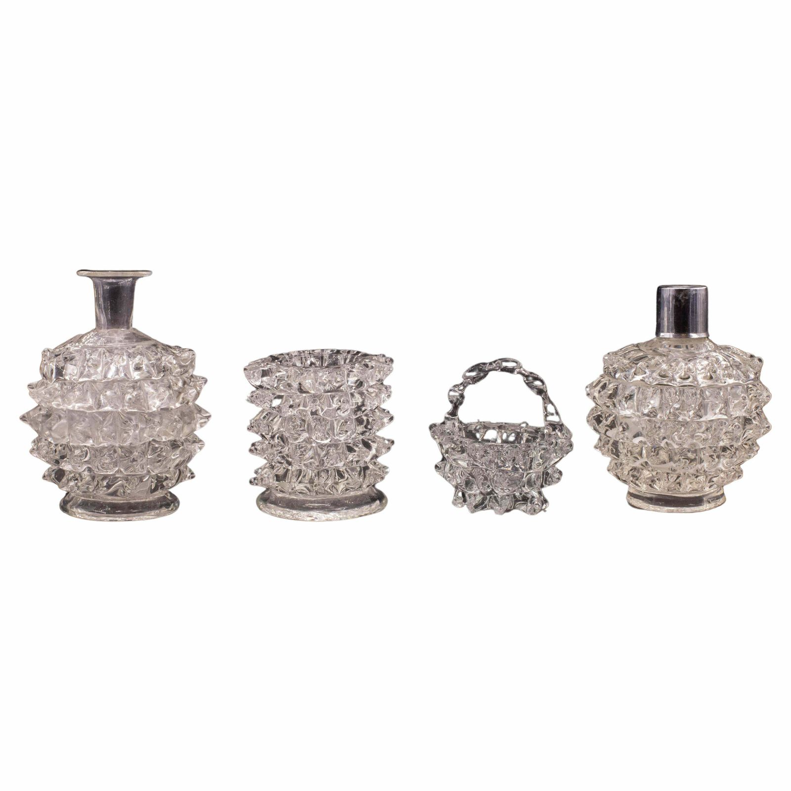 Set Of 4 Ercole Barovier Rostrato Murano Italian Glass Vase For Barovier & Toso