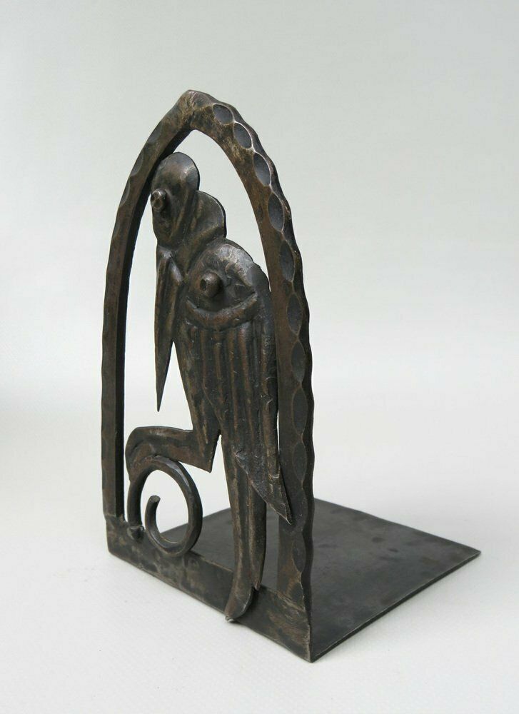 photo furniture Art Nouveau Wrought Iron Bookends Marabu In The Style Of Edgar Brandt, 1890s, Set Of 2