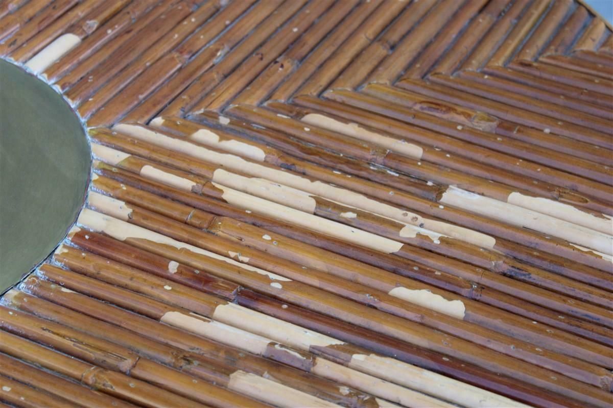 Oval Conference Table In Bamboo And Brass Italian Design From The 70s photo vinterior