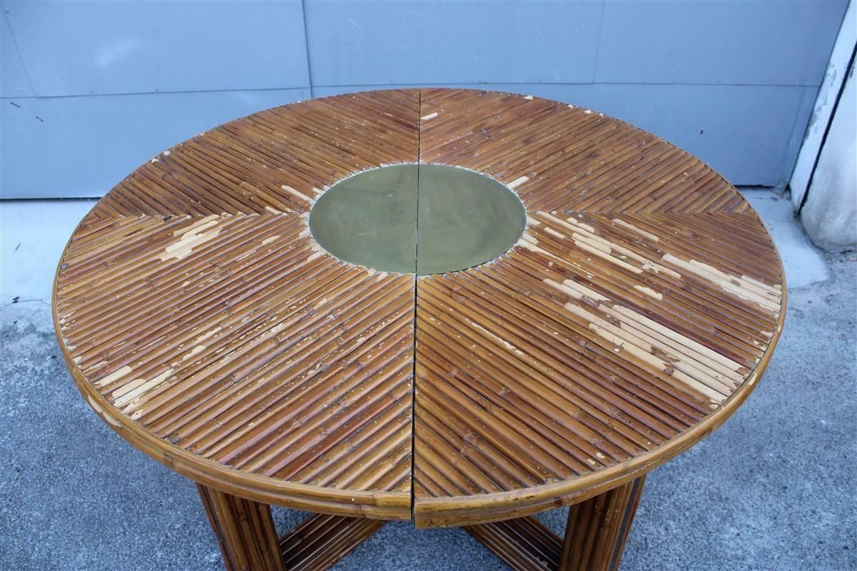 Furniture Oval Conference Table In Bamboo And Brass Italian Design From The 70s photo
