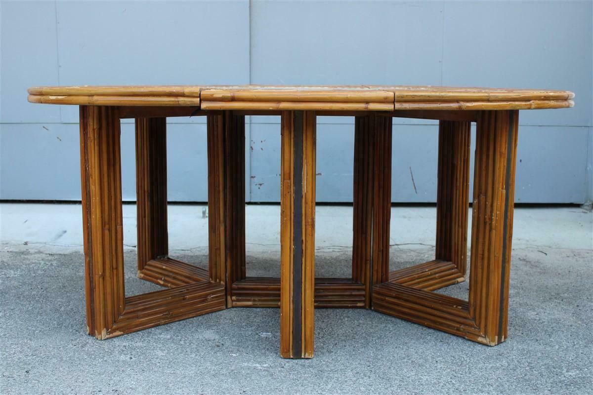 photo vinterior Oval Conference Table In Bamboo And Brass Italian Design From The 70s