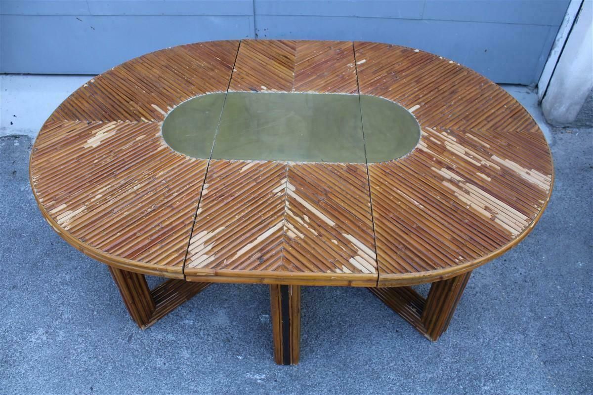 photo vintage Oval Conference Table In Bamboo And Brass Italian Design From The 70s