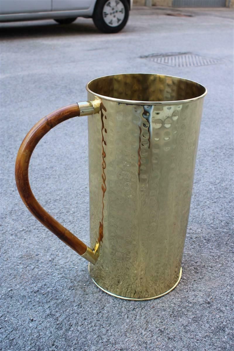 Elegance Of The Bamboo And Solid Brass Umbrella Stand. Italian Design From The 70s photo for sale
