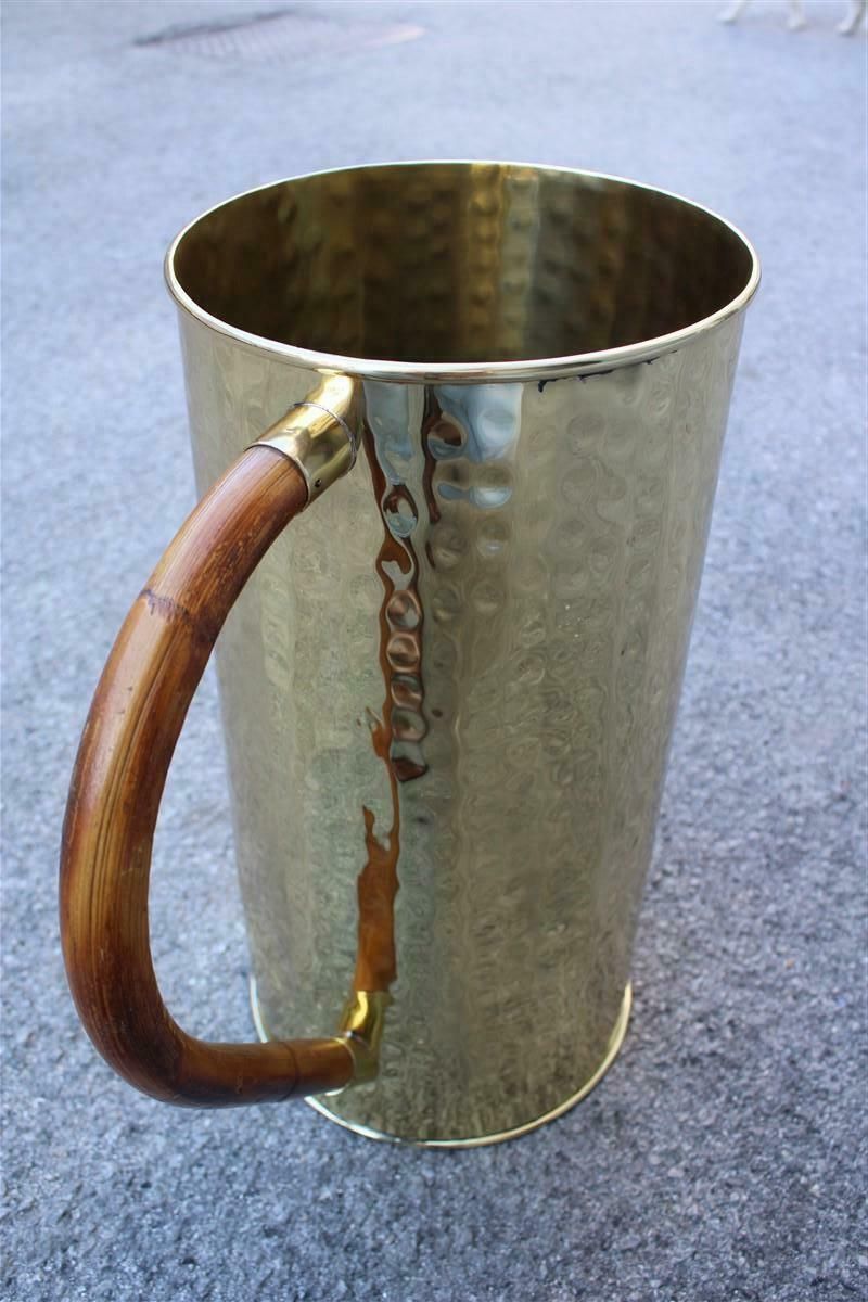 photo furniture Elegance Of The Bamboo And Solid Brass Umbrella Stand. Italian Design From The 70s