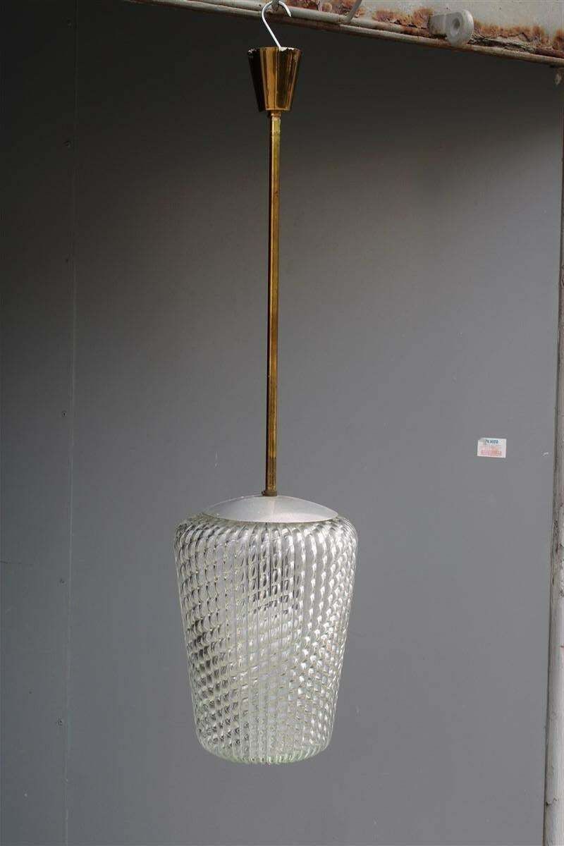 photo furniture Mid Century Lantern Seguso Ceiling Lamp, Murano Glass And Brass, 1940s