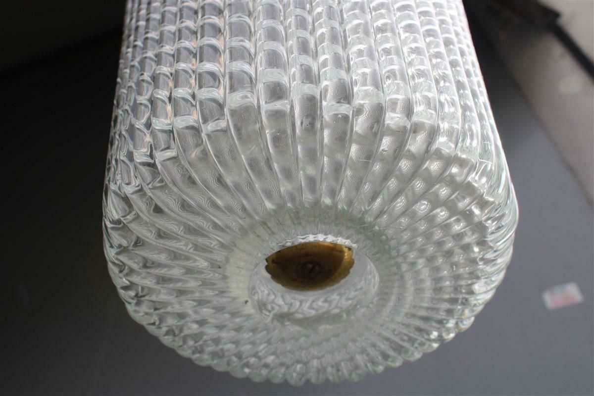 photo vinterior Mid Century Lantern Seguso Ceiling Lamp, Murano Glass And Brass, 1940s