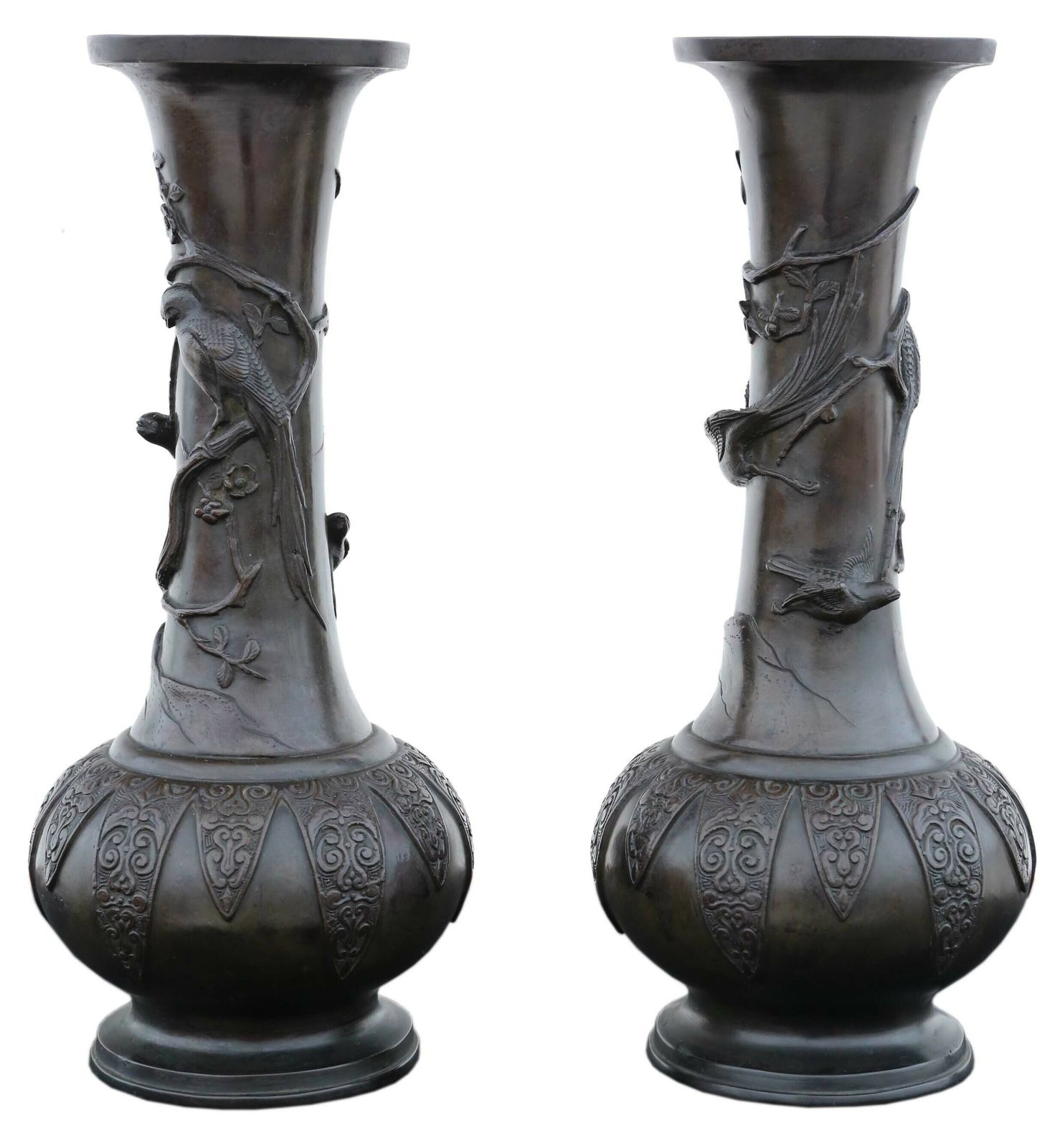 Fine Quality Very Large Pair Of Japanese Bronze Vases   19th Century Meiji Period photo furniture