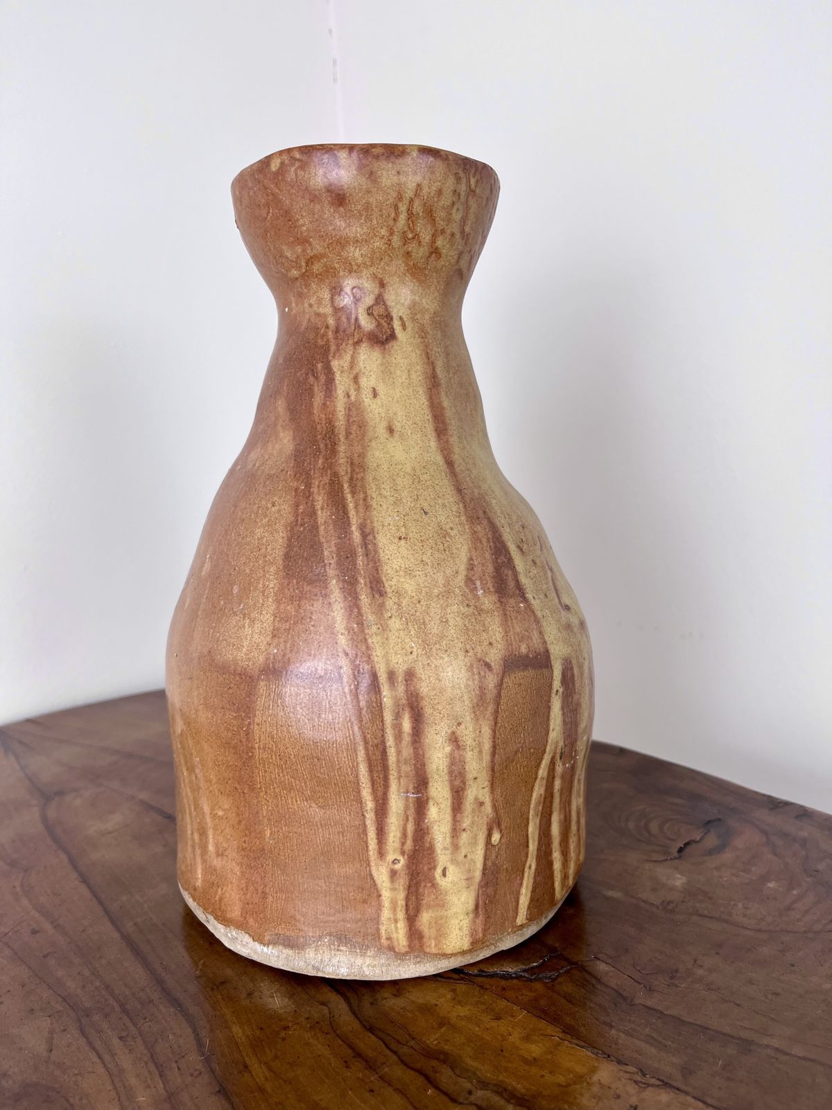 Large Ceramic Vessel Of Irregular Form And Interesting Dripped Glaze. Signed And Dated J Gleed 1950 photo for sale