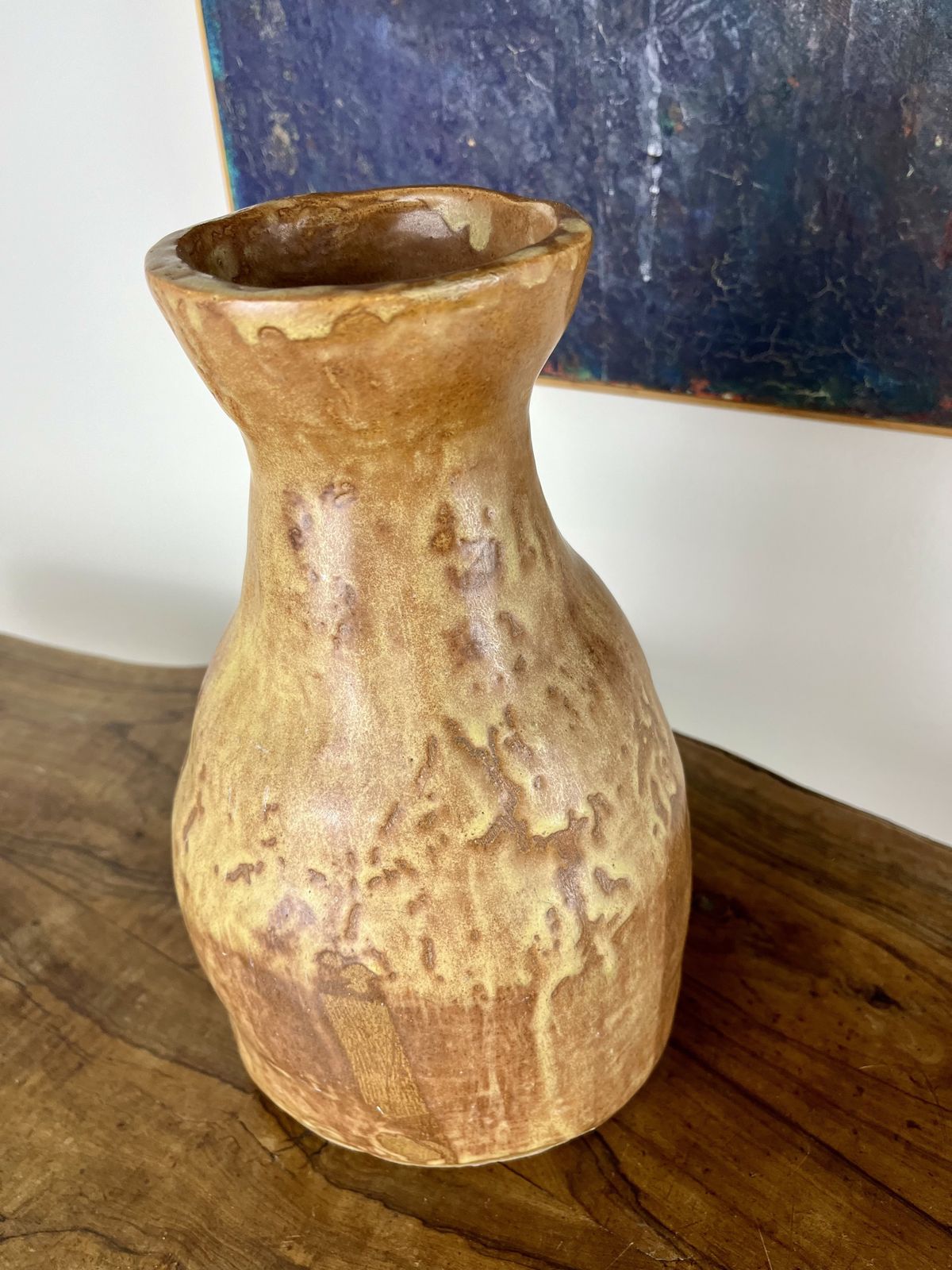 photo furniture Large Ceramic Vessel Of Irregular Form And Interesting Dripped Glaze. Signed And Dated J Gleed 1950