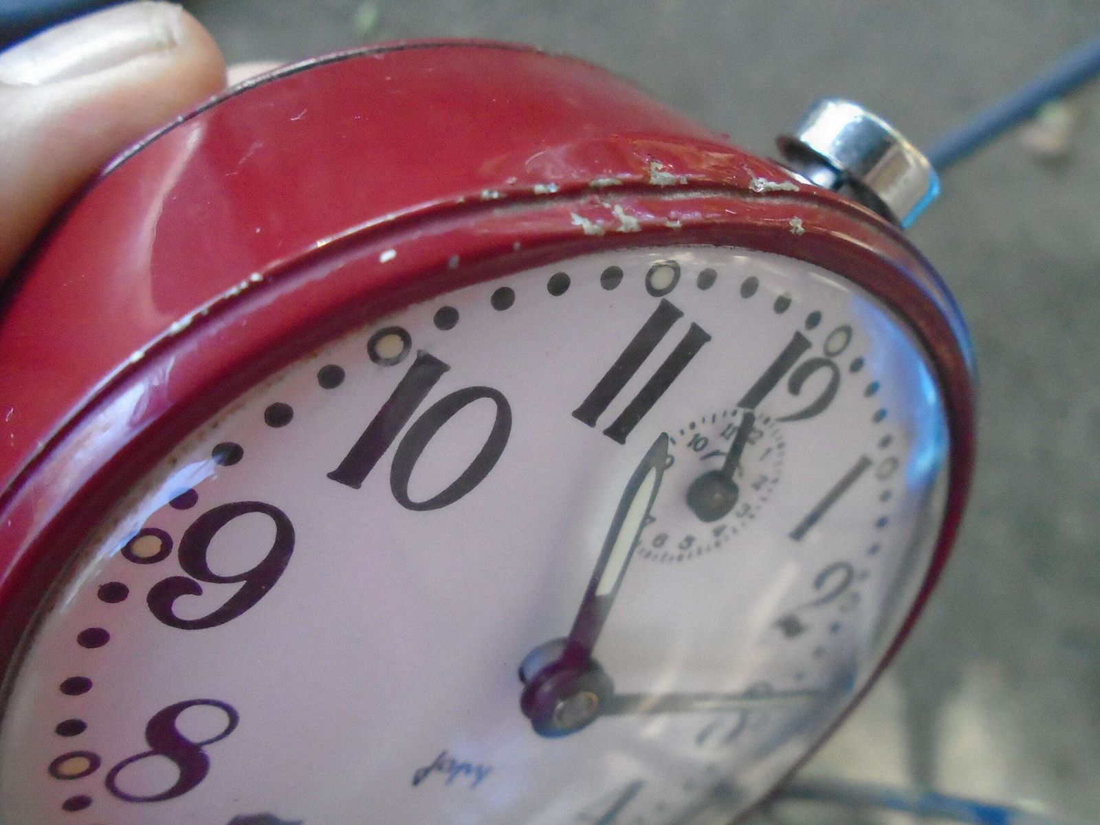 Vintage French Japy Mechanical Alarm Clock, Burgundy Red, 60s 70s, In Full Working Order photo furniture
