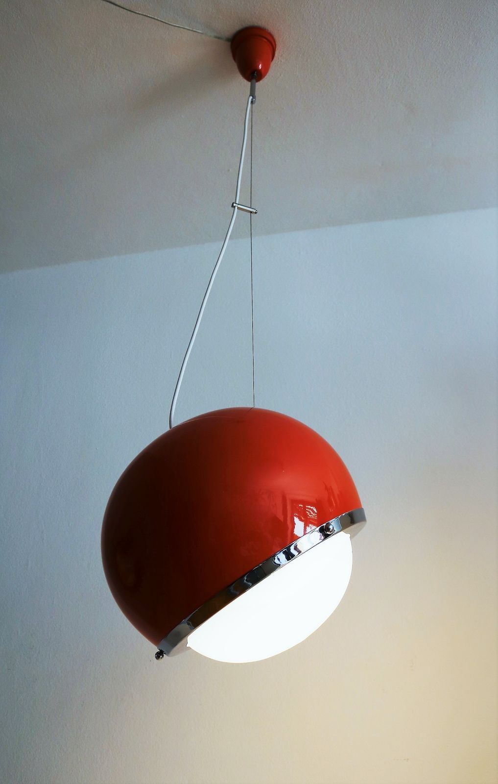 1300.0 Italian Midcentury Pendant Lamp From The Space Age In Glass And Aluminium, 1960s photo