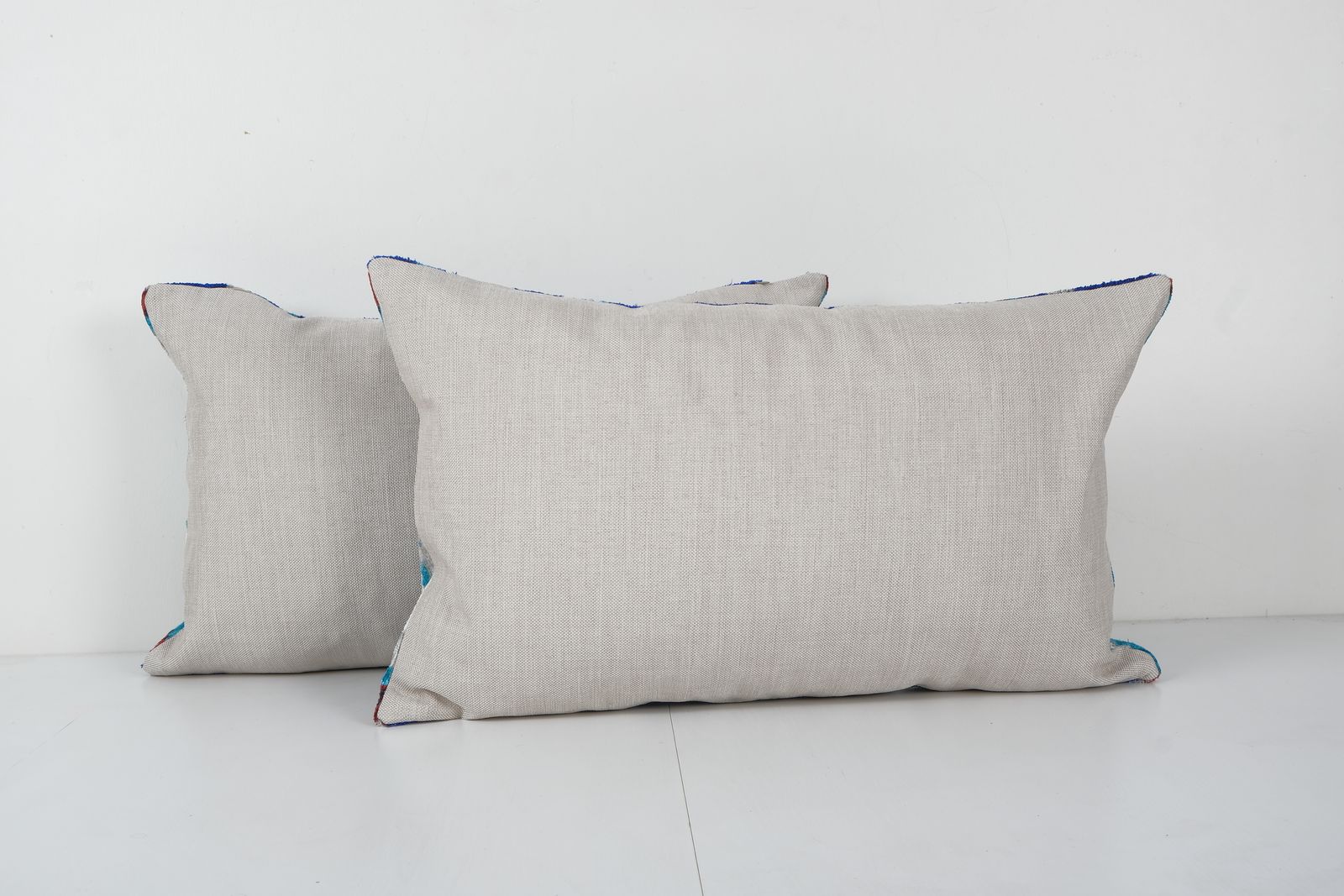 Handmade Ikat Blue Velvet Pillow   Set Silk Ikat Decorative Pillow Cover   Pair Soft Couch Cushion 16'' X 24'' photo furniture