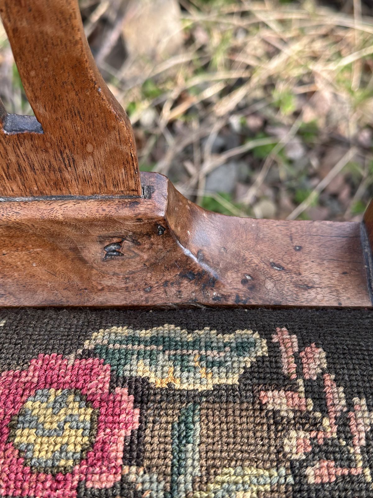A Scottish George III Walnut Side Chair With Charming Needlepoint Seat, C.1780 photo for sale