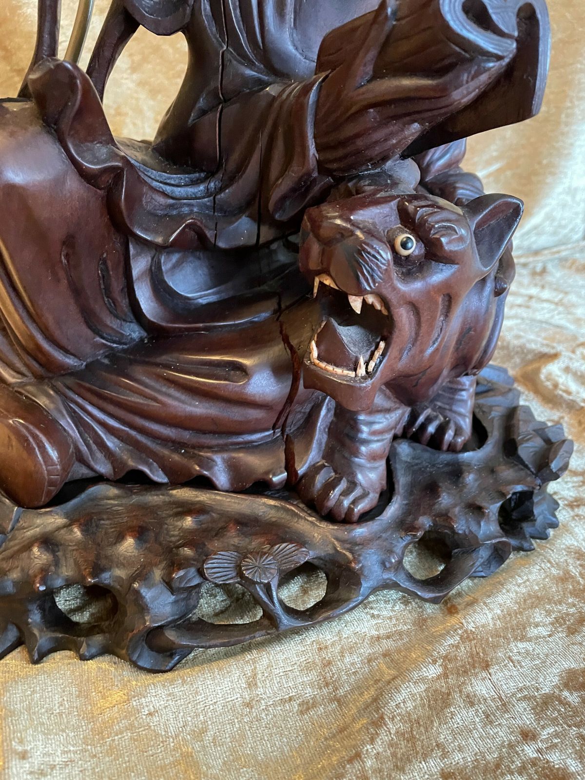 Antique Late. C19th Chinese Carved Root Wood Lamp photo Lighting