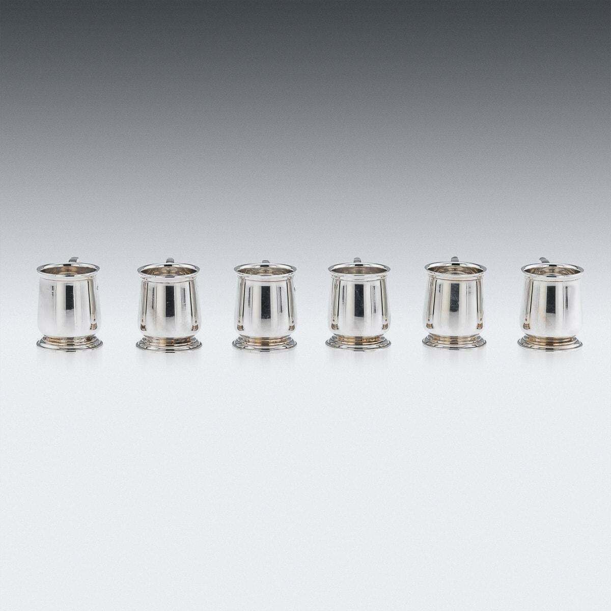 photo furniture 20th Century Set Of Six Solid Silver 'Tankard' Shot Cups, Adie Bros C.1926