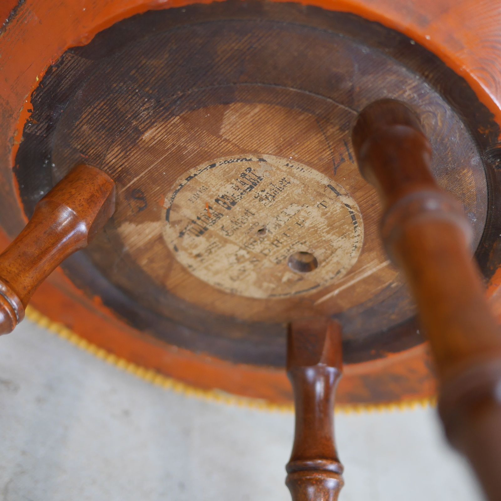 Antique Victorian Faux Bamboo Tripod Round Side Lamp Table Mustard Velvet photo vinterior
