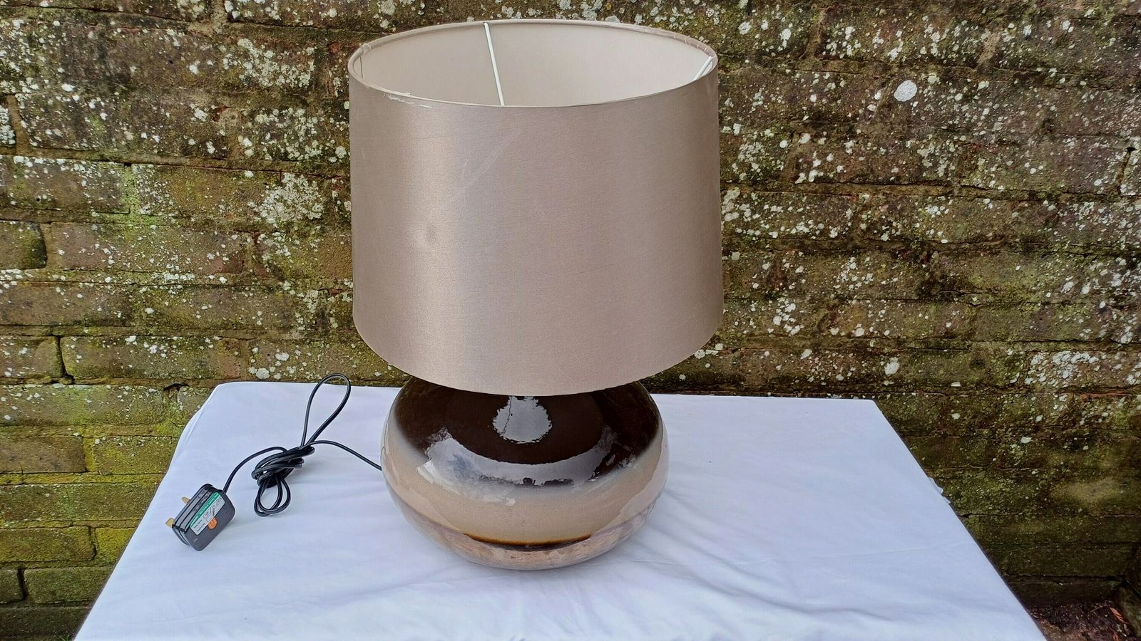 Statement Lamp And Shade   1990s Browns, Golds, Beiges   Maison Label