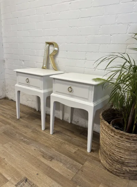 photo for sale Stag Minstrel Pair Of ‘Leggy’ Bedsides Painted White