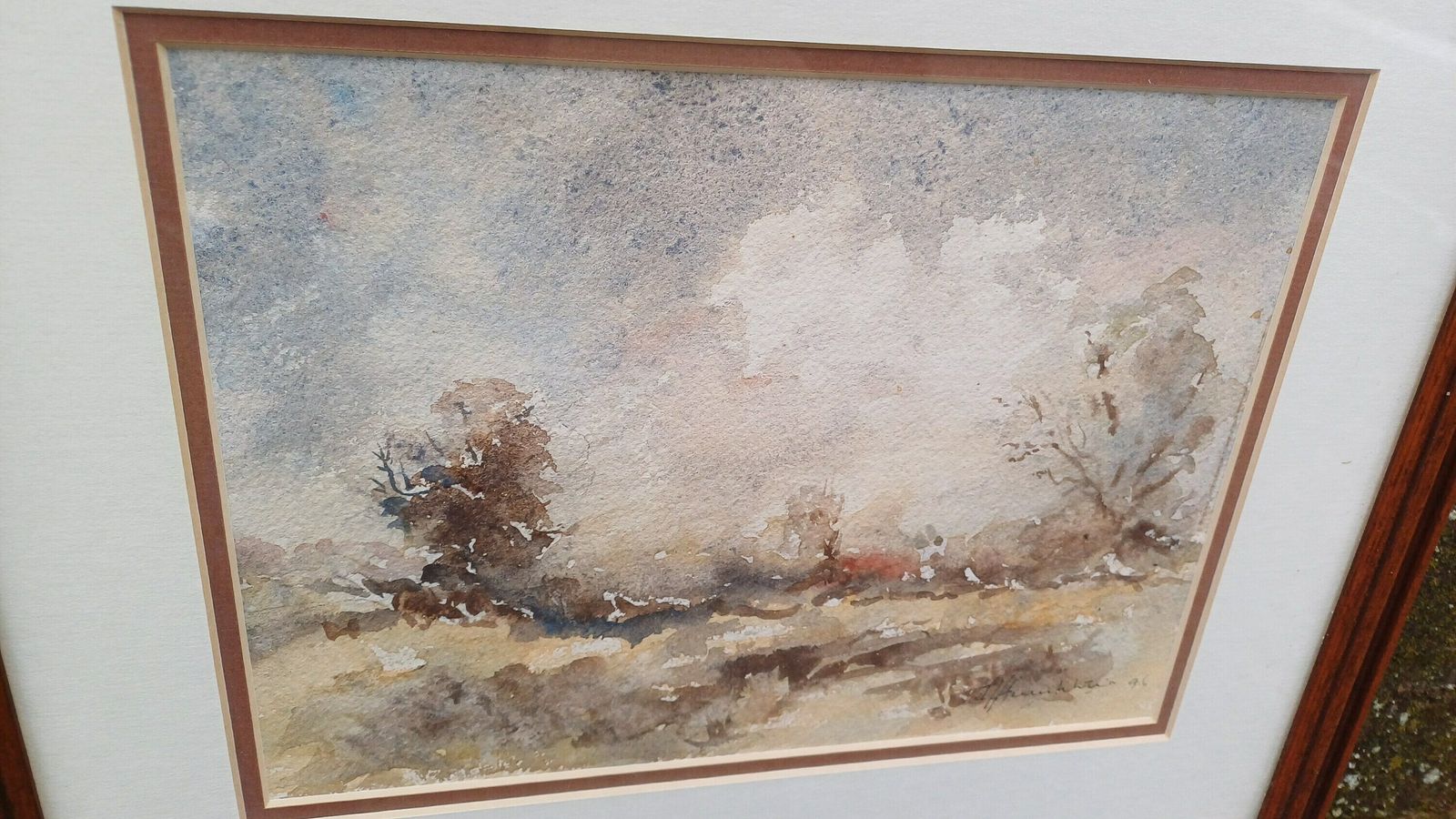photo furniture Quality Original Moddy Abstract Watercolour 'Late Autumn Landscape' John Humphries Wooden Frame.